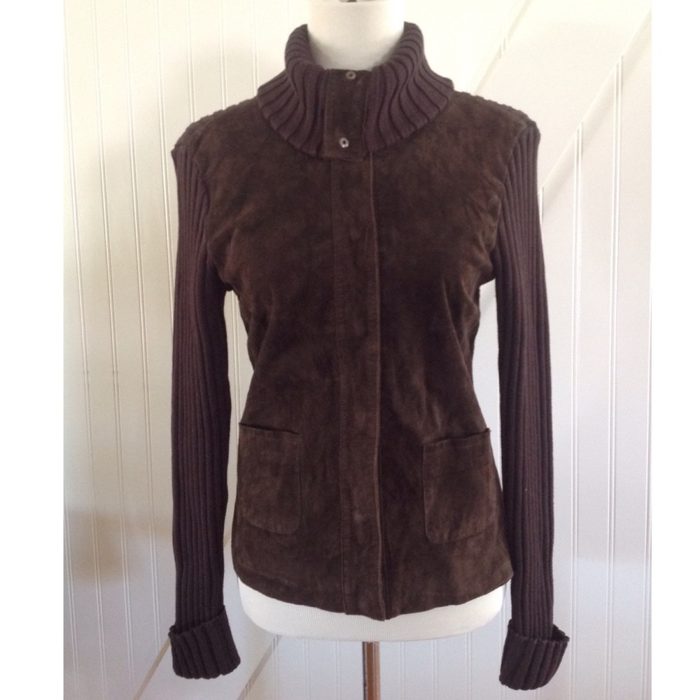 INC chocolate Brown Suede Front Cardigan